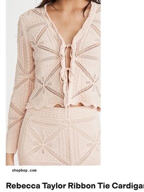 Rebecca Taylor Ribbon tie crochet cardigan , M